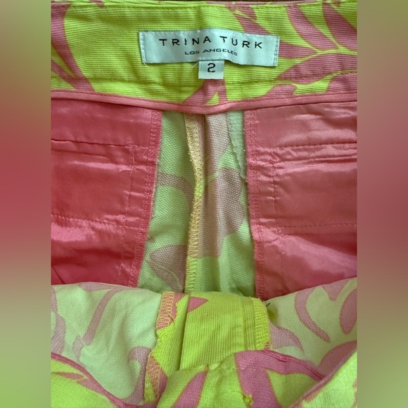 EUC - Trina Turk Yellow and Pink Floral Pants Size 2 - Picture 4 of 7